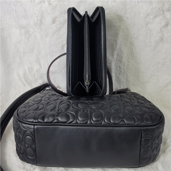 🔥SALE COACH 2 SET Black Signature 3-in-1 Handbag Shoulder Bag Crossbody Purse - Picture 14 of 16
